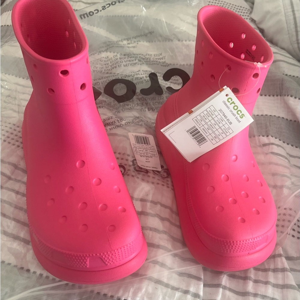 Pink Croc Platform Boots